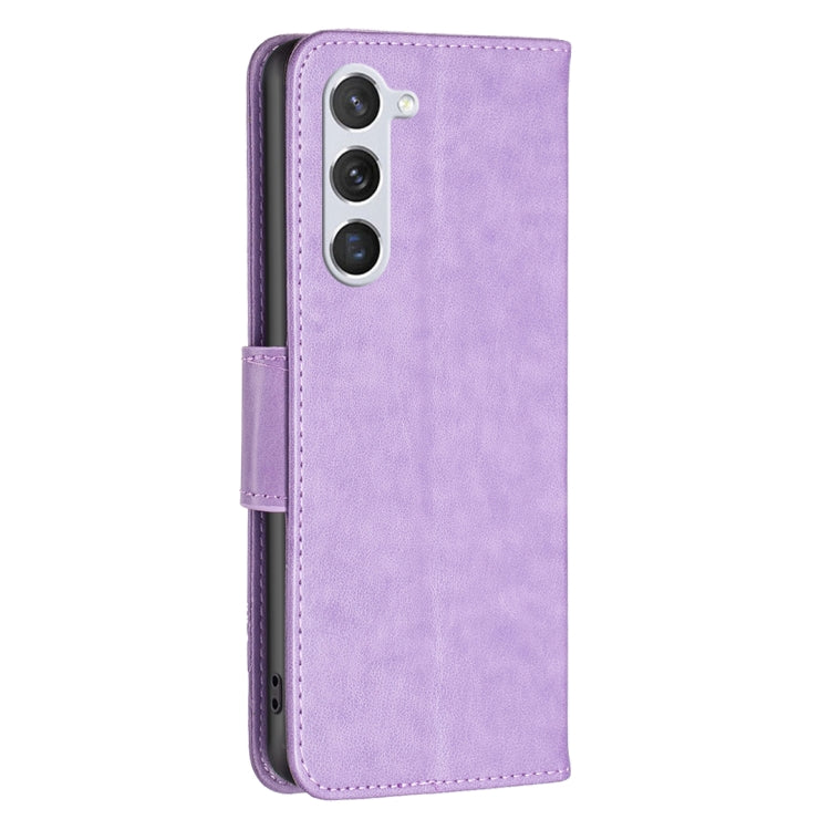 For Samsung Galaxy S25 5G Embossing Two Butterflies Pattern Leather Phone Case(Purple) by buy2fix