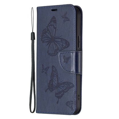 For Samsung Galaxy S25 5G Embossing Two Butterflies Pattern Leather Phone Case(Blue) by buy2fix