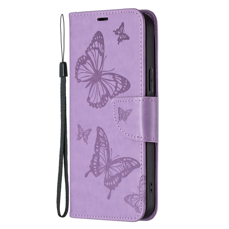 For Samsung Galaxy S25+ 5G Embossing Two Butterflies Pattern Leather Phone Case(Purple) by buy2fix