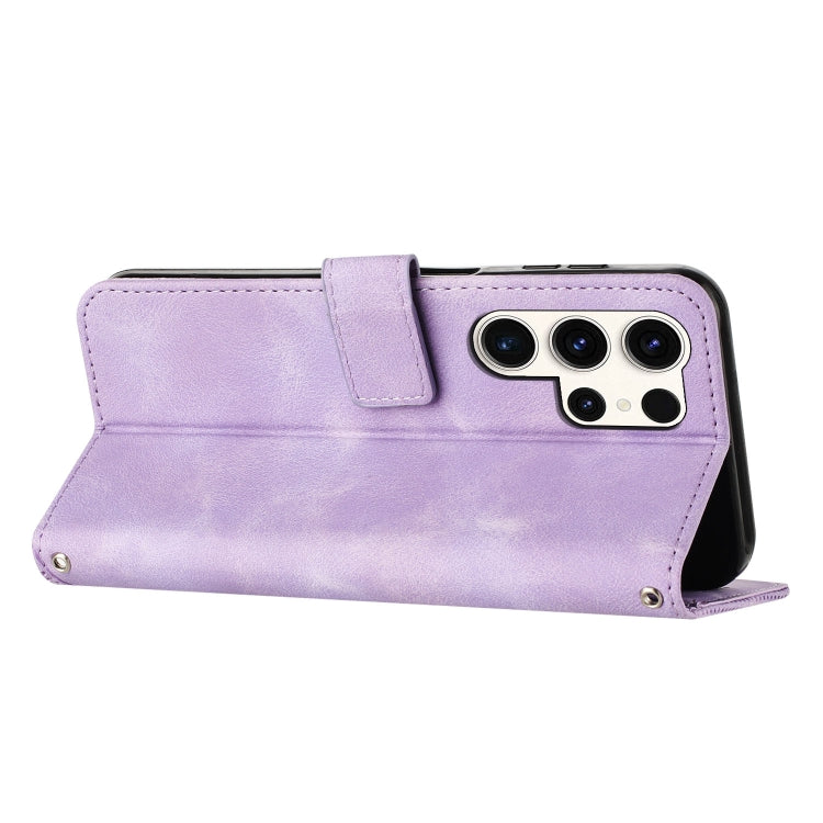 For Samsung Galaxy S25 Ultra 5G Dream Triangle Leather Phone Case with Lanyard(Purple) by buy2fix