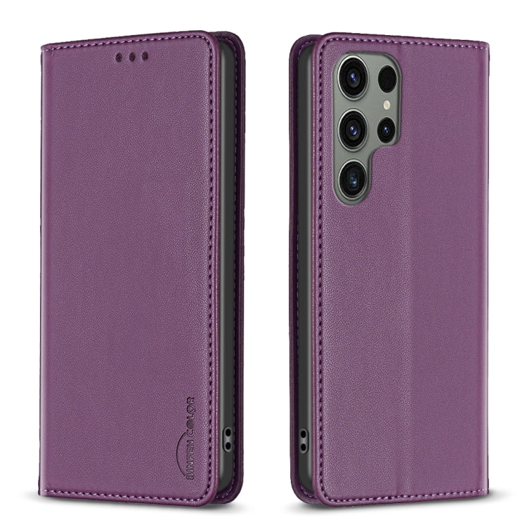 For Samsung Galaxy S25 Ultra 5G Magnetic Leather Phone Case(Dark Purple) by buy2fix