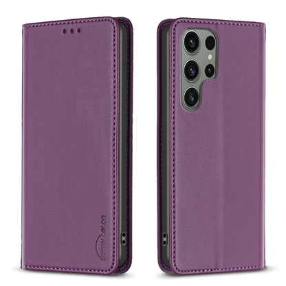 For Samsung Galaxy S25 Ultra 5G Magnetic Leather Phone Case(Dark Purple) by buy2fix