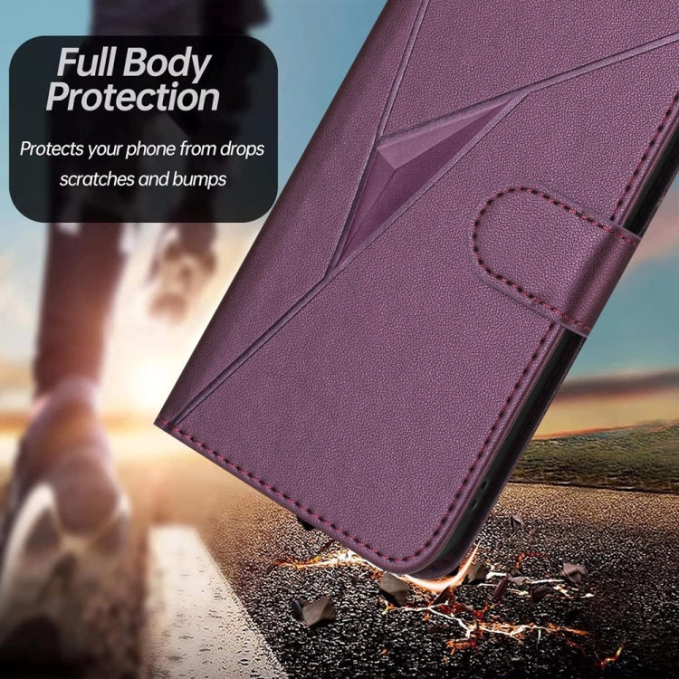 For Tecno Spark Go 2024 Triangle Pattern Buckle Clasp Leather Phone Case(Dark Purple) by buy2fix