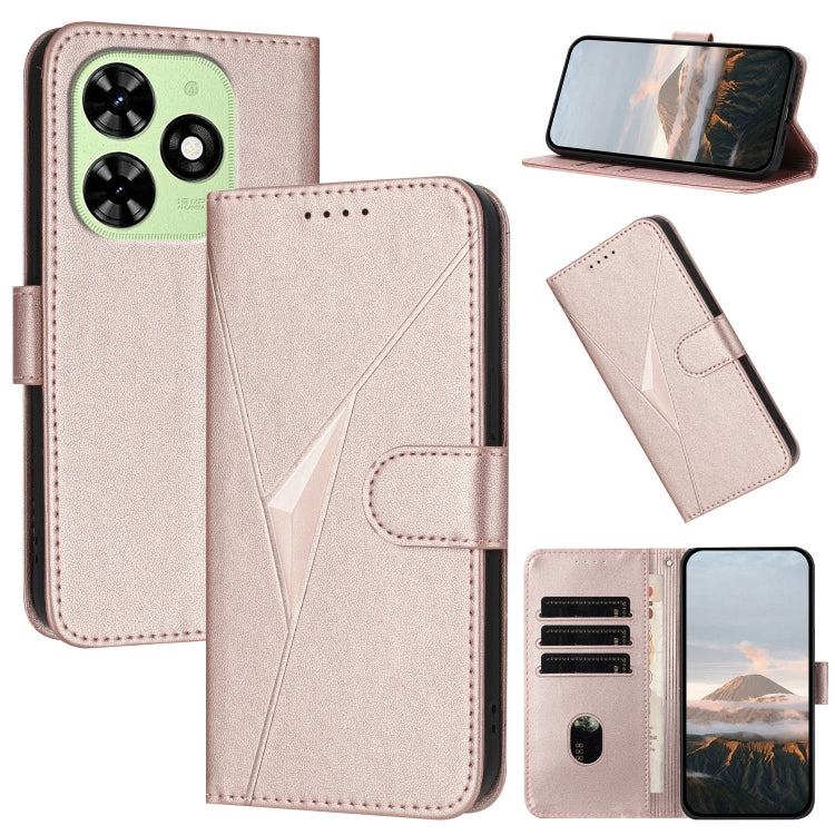 For Tecno Spark Go 2024 Triangle Pattern Buckle Clasp Leather Phone Case(Rose Gold) by buy2fix