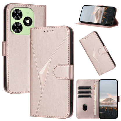For Tecno Spark Go 2024 Triangle Pattern Buckle Clasp Leather Phone Case(Rose Gold) by buy2fix