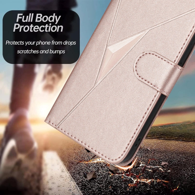 For Tecno Spark Go 2024 Triangle Pattern Buckle Clasp Leather Phone Case(Rose Gold) by buy2fix