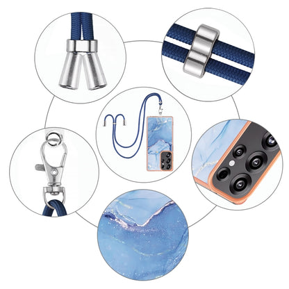 For Samsung Galaxy S25 Ultra 5G Electroplating Marble Dual-side IMD Phone Case with Lanyard(Blue 018) by buy2fix