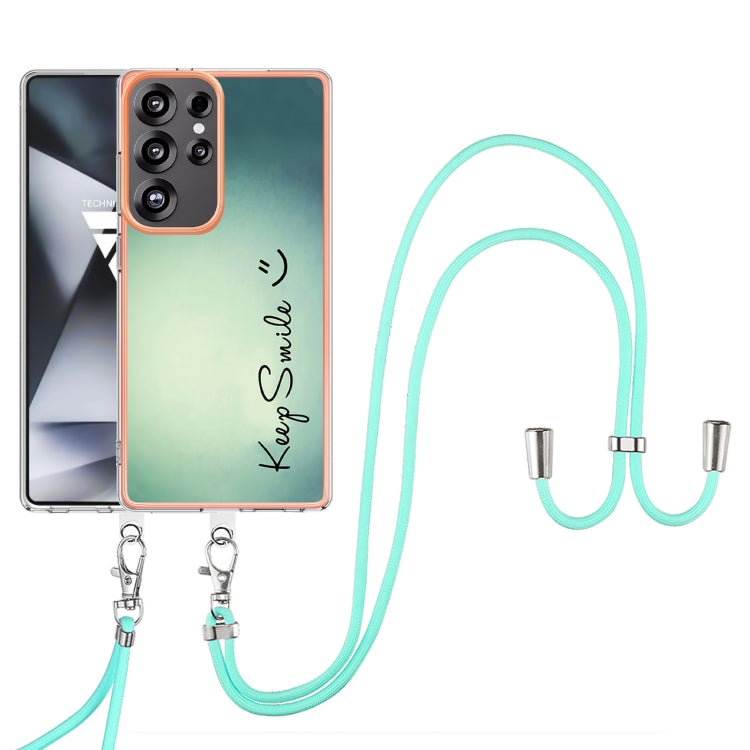For Samsung Galaxy S25 Ultra 5G Electroplating Dual-side IMD Phone Case with Lanyard(Smile) by buy2fix