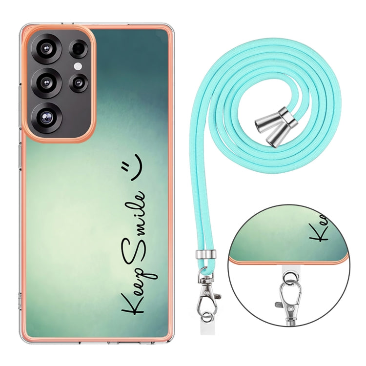 For Samsung Galaxy S25 Ultra 5G Electroplating Dual-side IMD Phone Case with Lanyard(Smile) by buy2fix