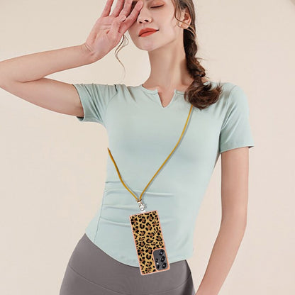 For Samsung Galaxy S25 Ultra 5G Electroplating Dual-side IMD Phone Case with Lanyard(Leopard Print) by buy2fix