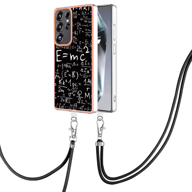 For Samsung Galaxy S25 Ultra 5G Electroplating Dual-side IMD Phone Case with Lanyard(Equation) by buy2fix