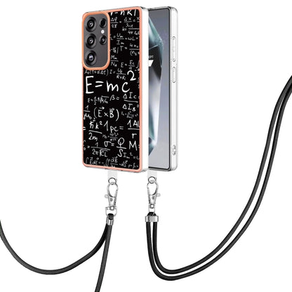 For Samsung Galaxy S25 Ultra 5G Electroplating Dual-side IMD Phone Case with Lanyard(Equation) by buy2fix