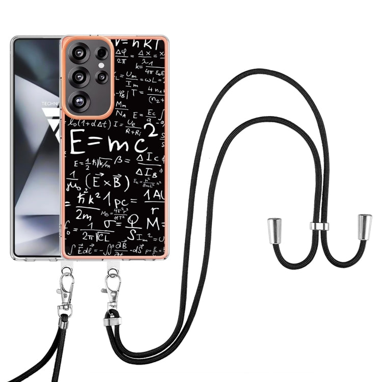 For Samsung Galaxy S25 Ultra 5G Electroplating Dual-side IMD Phone Case with Lanyard(Equation) by buy2fix