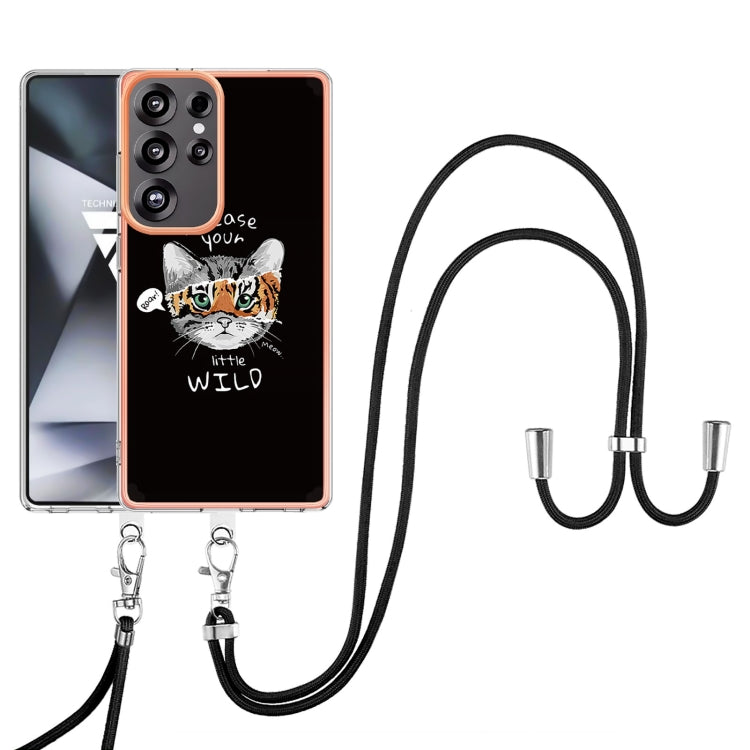 For Samsung Galaxy S25 Ultra 5G Electroplating Dual-side IMD Phone Case with Lanyard(Natural Growth) by buy2fix