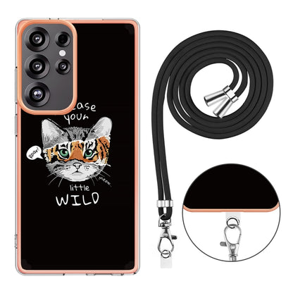 For Samsung Galaxy S25 Ultra 5G Electroplating Dual-side IMD Phone Case with Lanyard(Natural Growth) by buy2fix