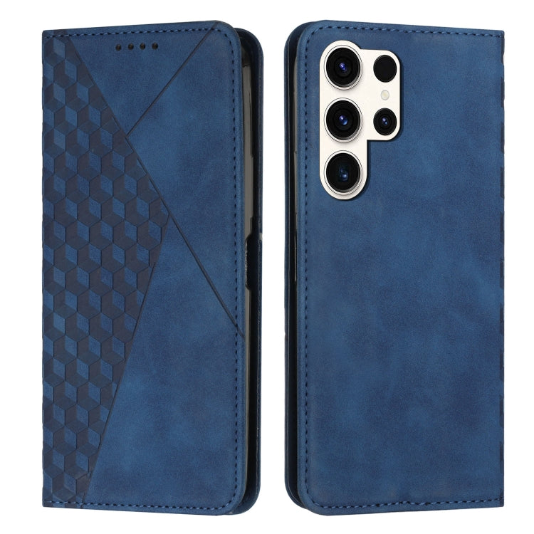For Samsung Galaxy S25 Ultra 5G Diamond Splicing Skin Feel Magnetic Leather Phone Case(Blue) by buy2fix