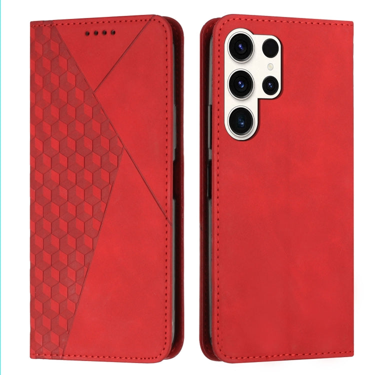 For Samsung Galaxy S25 Ultra 5G Diamond Splicing Skin Feel Magnetic Leather Phone Case(Red) by buy2fix