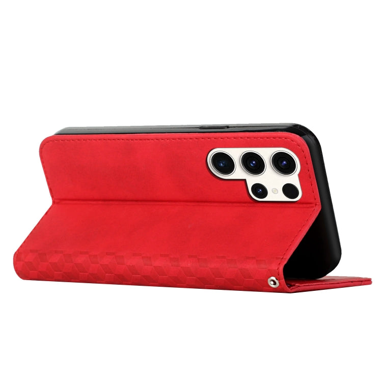 For Samsung Galaxy S25 Ultra 5G Diamond Splicing Skin Feel Magnetic Leather Phone Case(Red) by buy2fix
