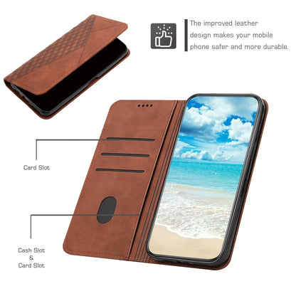 For Samsung Galaxy S25 / S24 5G Diamond Splicing Skin Feel Magnetic Leather Phone Case(Brown) by buy2fix