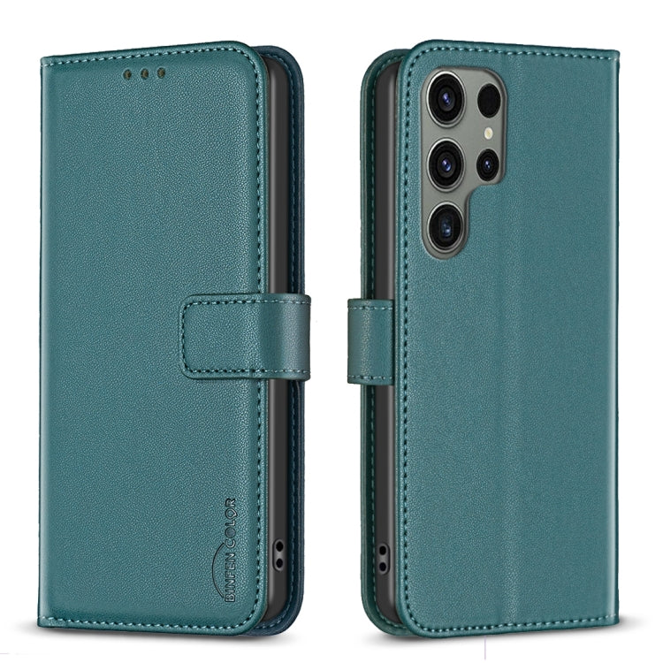 For Samsung Galaxy S25 Ultra 5G Magnetic Buckle Leather Phone Case(Green) by buy2fix