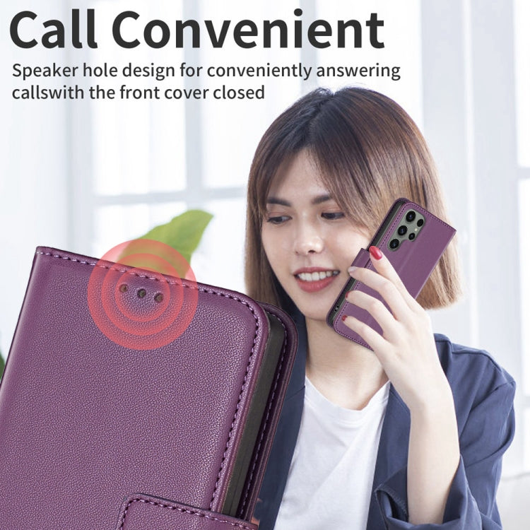 For Samsung Galaxy S25 Ultra 5G Magnetic Buckle Leather Phone Case(Dark Purple) by buy2fix