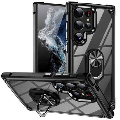 For Samsung Galaxy S25 Ultra 5G TPU + PC Lens Protection Phone Case with Ring Holder(Black) by buy2fix
