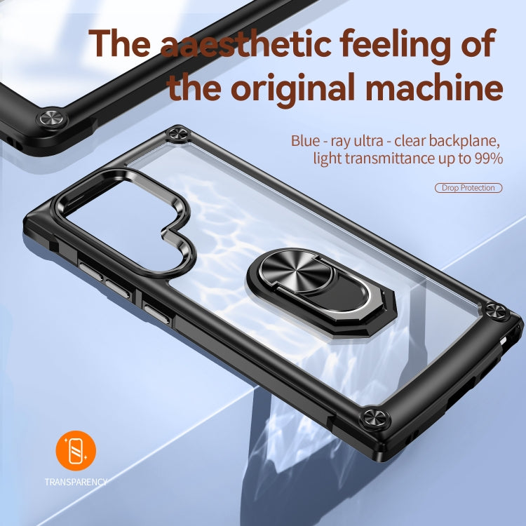 For Samsung Galaxy S25 Ultra 5G TPU + PC Lens Protection Phone Case with Ring Holder(Black) by buy2fix