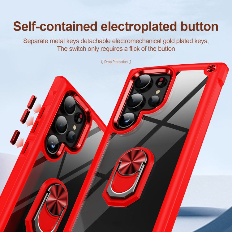 For Samsung Galaxy S25 Ultra 5G TPU + PC Lens Protection Phone Case with Ring Holder(Red) by buy2fix