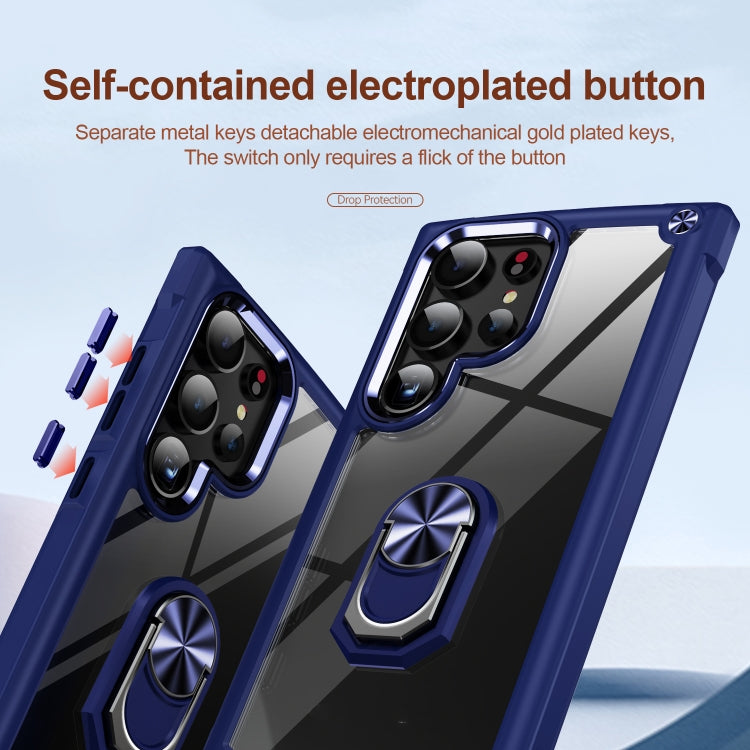For Samsung Galaxy S25 Ultra 5G TPU + PC Lens Protection Phone Case with Ring Holder(Blue) by buy2fix