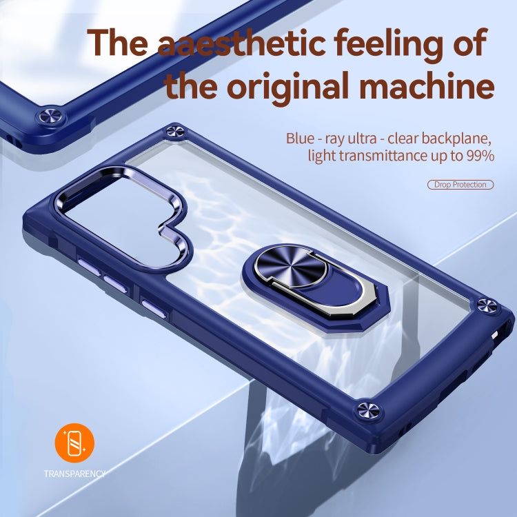 For Samsung Galaxy S25 Ultra 5G TPU + PC Lens Protection Phone Case with Ring Holder(Blue) by buy2fix