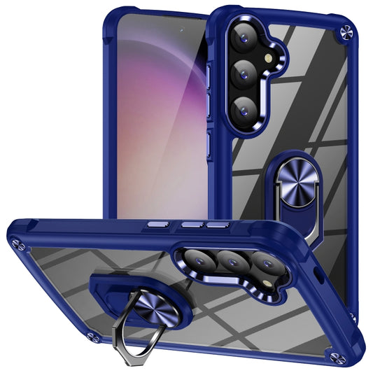 For Samsung Galaxy S25+ 5G TPU + PC Lens Protection Phone Case with Ring Holder(Blue) - Galaxy S25+ 5G Cases by buy2fix | Online Shopping UK | buy2fix