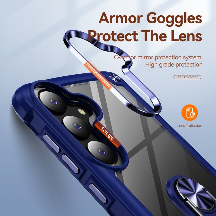 For Samsung Galaxy S25+ 5G TPU + PC Lens Protection Phone Case with Ring Holder(Blue) - Galaxy S25+ 5G Cases by buy2fix | Online Shopping UK | buy2fix