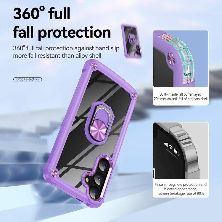 For Samsung Galaxy S25+ 5G TPU + PC Lens Protection Phone Case with Ring Holder(Purple) by buy2fix