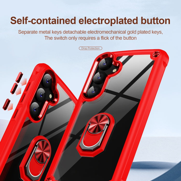 For Samsung Galaxy S25 5G TPU + PC Lens Protection Phone Case with Ring Holder(Red) by buy2fix