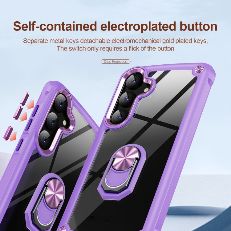 For Samsung Galaxy S25 5G TPU + PC Lens Protection Phone Case with Ring Holder(Purple) by buy2fix