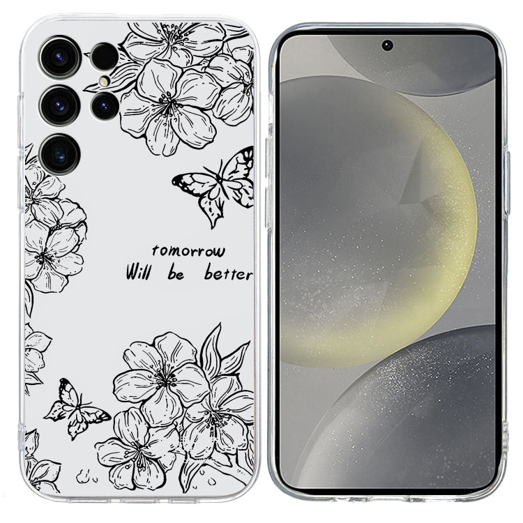 For Samsung Galaxy S25 Ultra 5G Colorful Painting Pattern TPU Phone Case(Butterfly Flower) by buy2fix