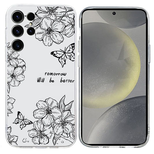 For Samsung Galaxy S25 Ultra 5G Colorful Painting Pattern TPU Phone Case(Butterfly Flower) by buy2fix
