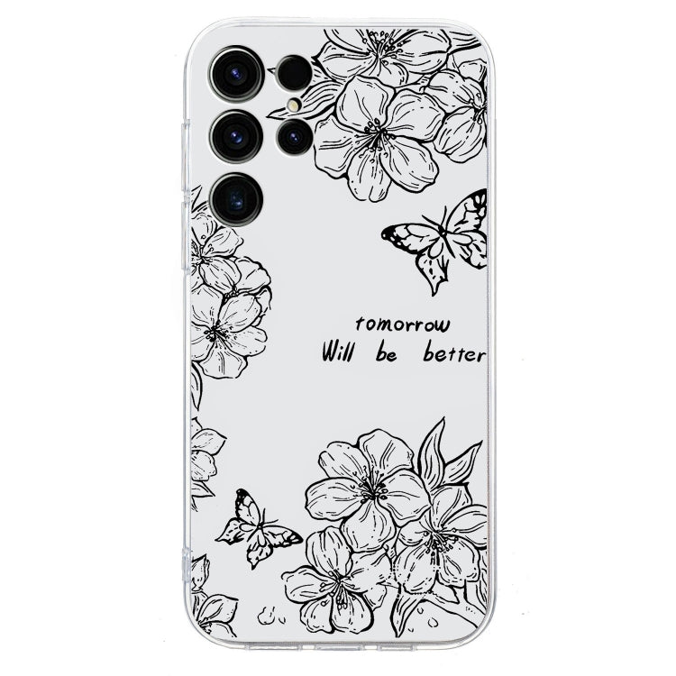 For Samsung Galaxy S25 Ultra 5G Colorful Painting Pattern TPU Phone Case(Butterfly Flower) by buy2fix