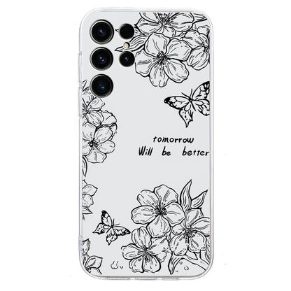 For Samsung Galaxy S25 Ultra 5G Colorful Painting Pattern TPU Phone Case(Butterfly Flower) by buy2fix