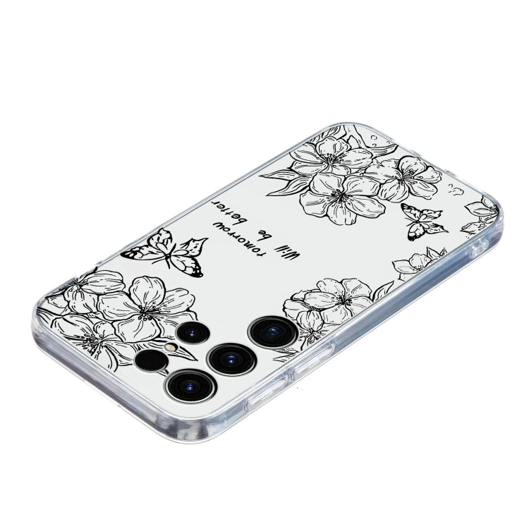 For Samsung Galaxy S25 Ultra 5G Colorful Painting Pattern TPU Phone Case(Butterfly Flower) by buy2fix