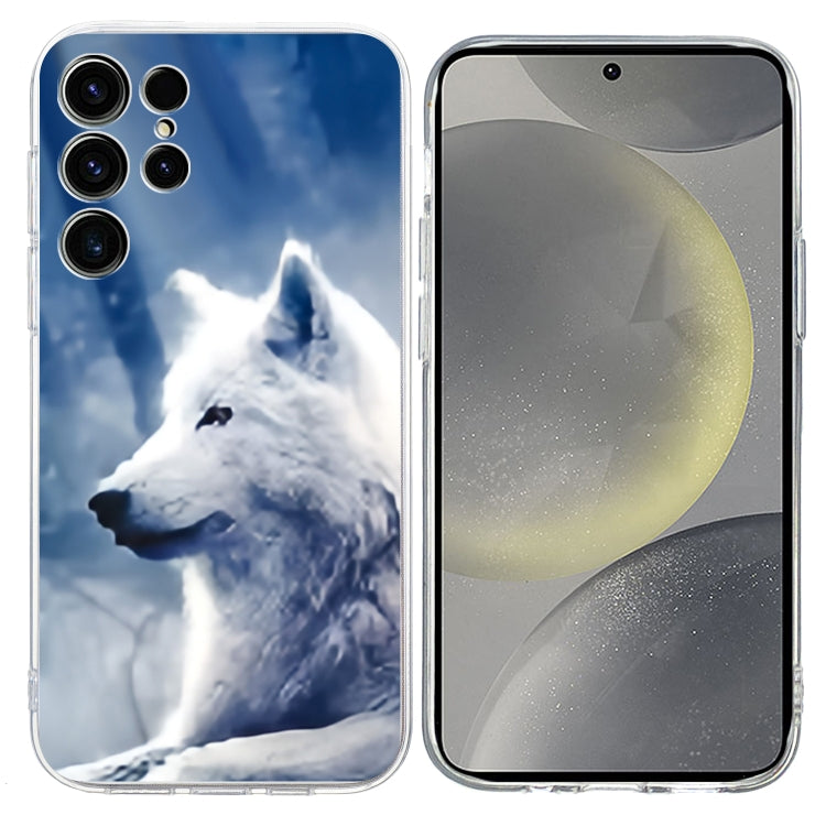 For Samsung Galaxy S25 Ultra 5G Colorful Painting Pattern TPU Phone Case(White Wolf) by buy2fix