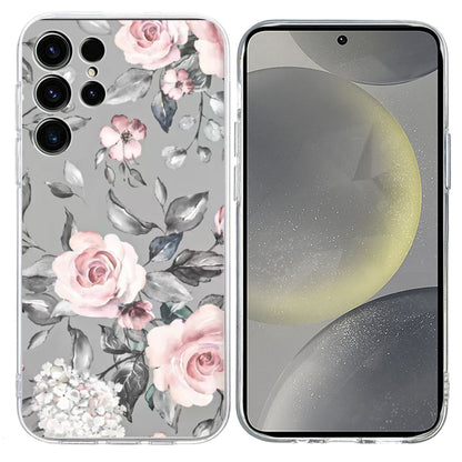 For Samsung Galaxy S25 Ultra 5G Colorful Painting Pattern TPU Phone Case(Flowers On Grey) by buy2fix
