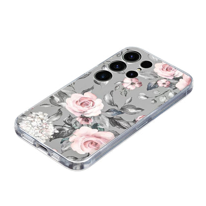 For Samsung Galaxy S25 Ultra 5G Colorful Painting Pattern TPU Phone Case(Flowers On Grey) by buy2fix