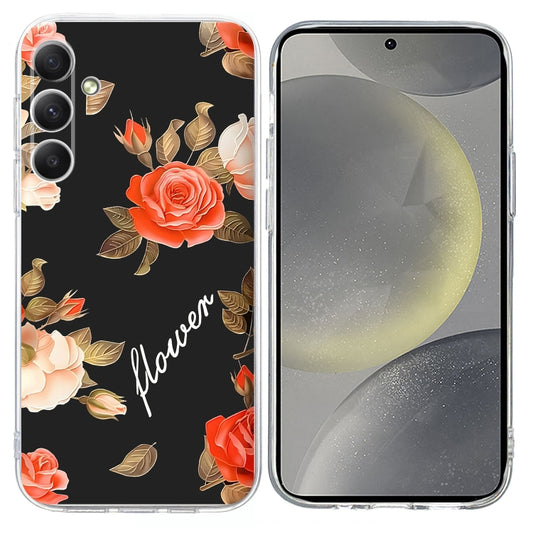 For Samsung Galaxy S25+ 5G Colorful Painting Pattern TPU Phone Case(Flowers On Black) by buy2fix