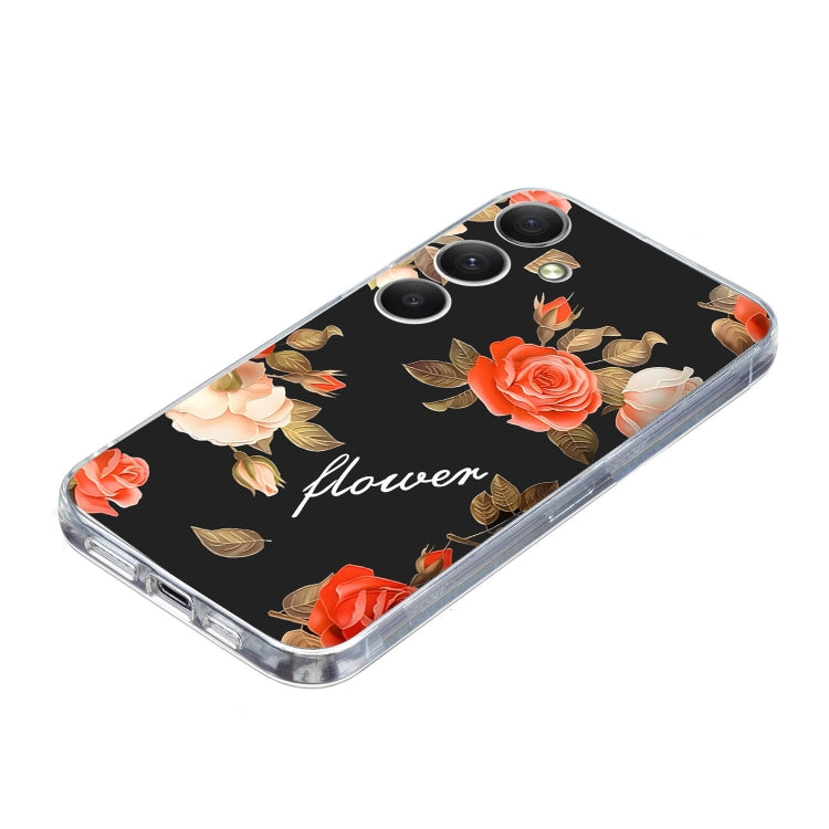 For Samsung Galaxy S25+ 5G Colorful Painting Pattern TPU Phone Case(Flowers On Black) by buy2fix