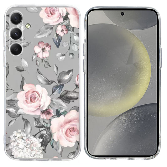 For Samsung Galaxy S25+ 5G Colorful Painting Pattern TPU Phone Case(Flowers On Grey) by buy2fix