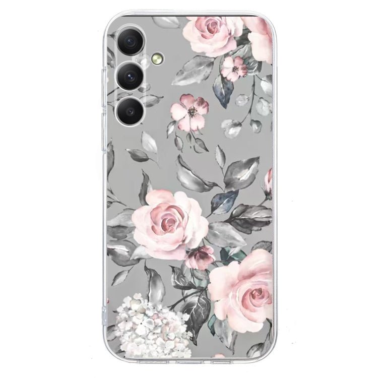 For Samsung Galaxy S25+ 5G Colorful Painting Pattern TPU Phone Case(Flowers On Grey) by buy2fix