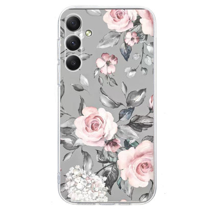 For Samsung Galaxy S25+ 5G Colorful Painting Pattern TPU Phone Case(Flowers On Grey) by buy2fix
