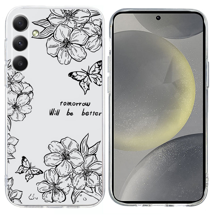 For Samsung Galaxy S25 5G Colorful Painting Pattern TPU Phone Case(Butterfly Flower) by buy2fix