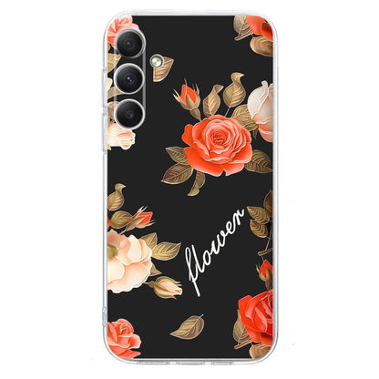 For Samsung Galaxy S25 5G Colorful Painting Pattern TPU Phone Case(Flowers On Black) by buy2fix
